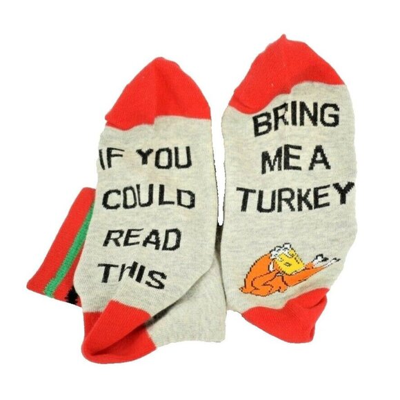 Funny Socks Mens Shoe 8 to 12 If You Could Read This ... Bring Me a Turkey - Picture 1 of 4